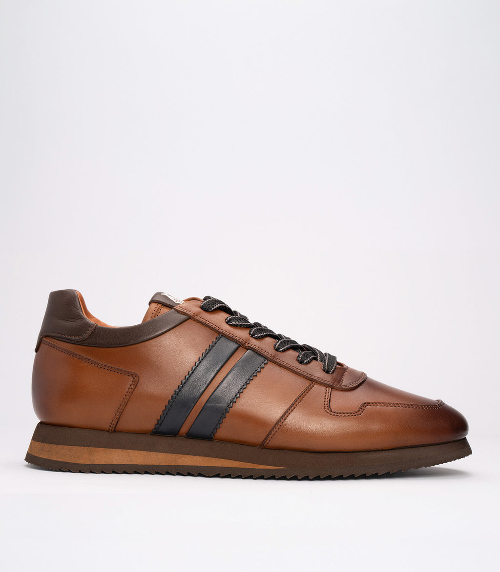 19531 Erkek Deri Çizgi Detaylı Sneakers KAHVERENGİ