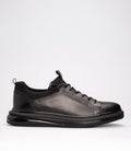 19596 Erkek Hakiki Deri Sneaker SİYAH-SİYAH