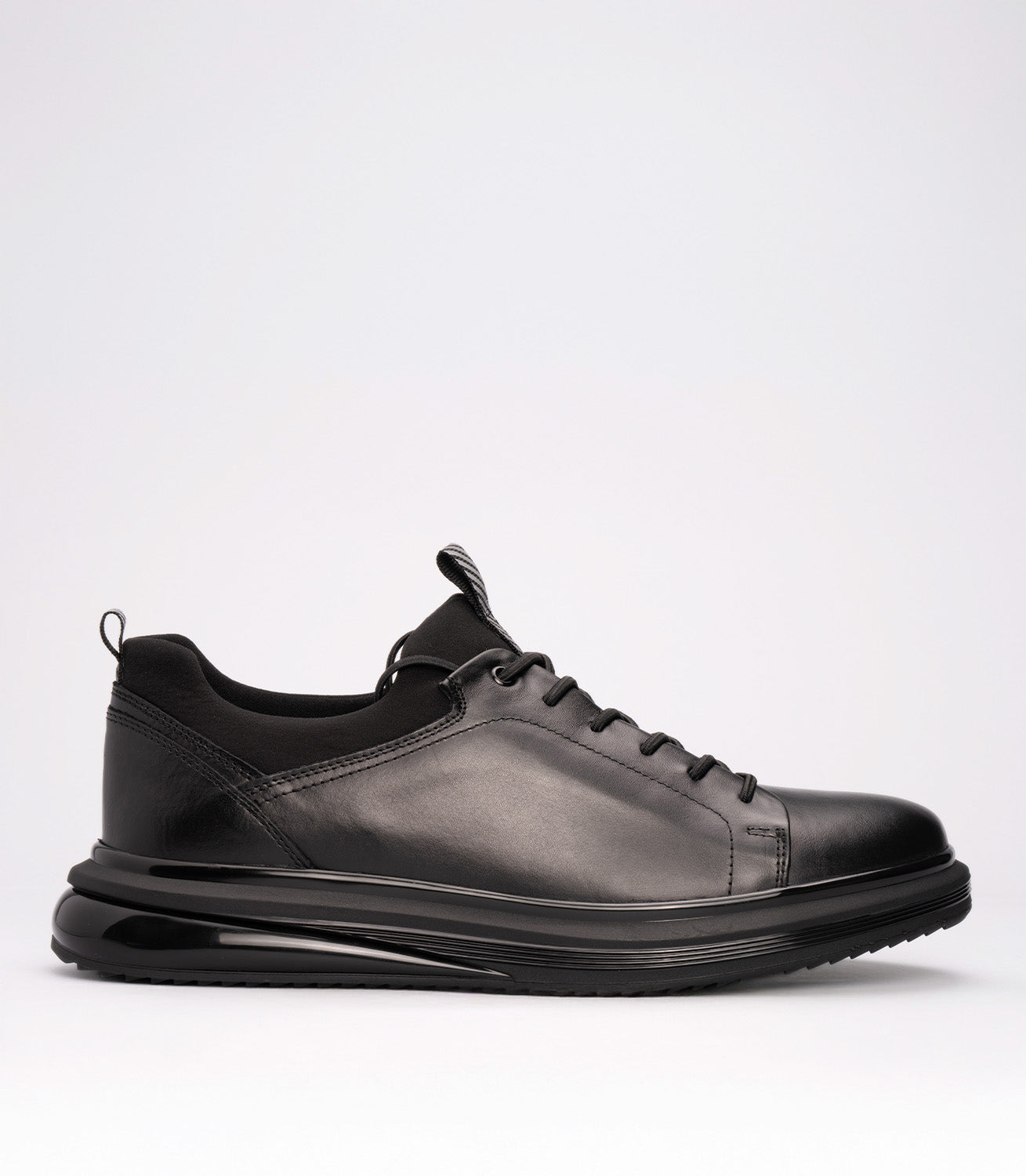 19596 Erkek Hakiki Deri Sneaker SİYAH-SİYAH