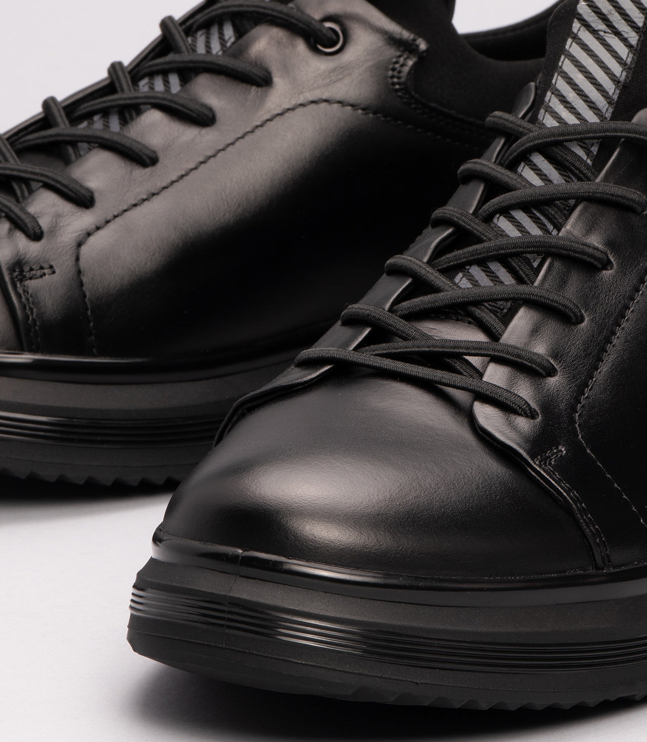 19596 Erkek Hakiki Deri Sneaker SİYAH-SİYAH