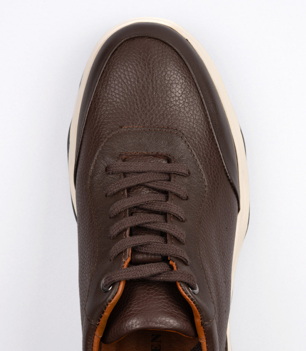 20414 Erkek Hakiki Deri Hafif Taban Sneaker KAHVE-CEVİZ