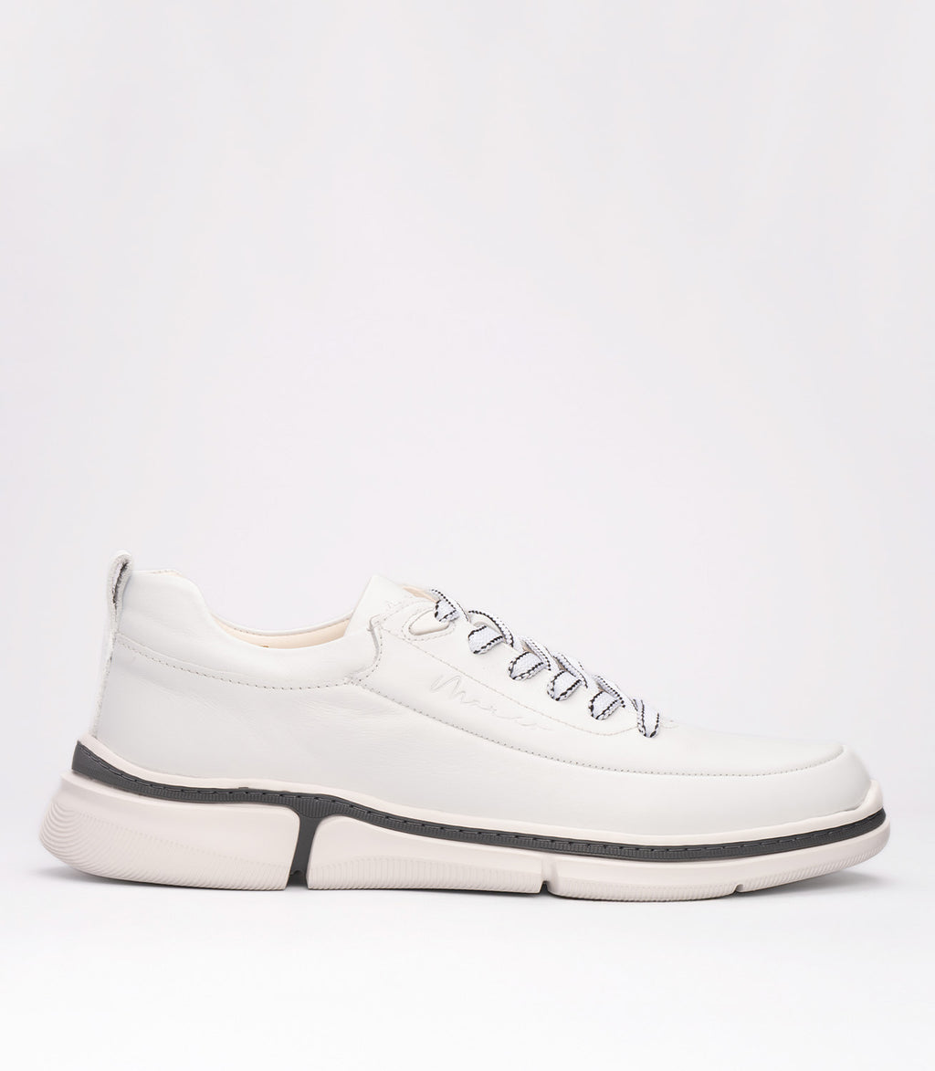 21115 Erkek Hafif Taban Deri Sneaker BEYAZ