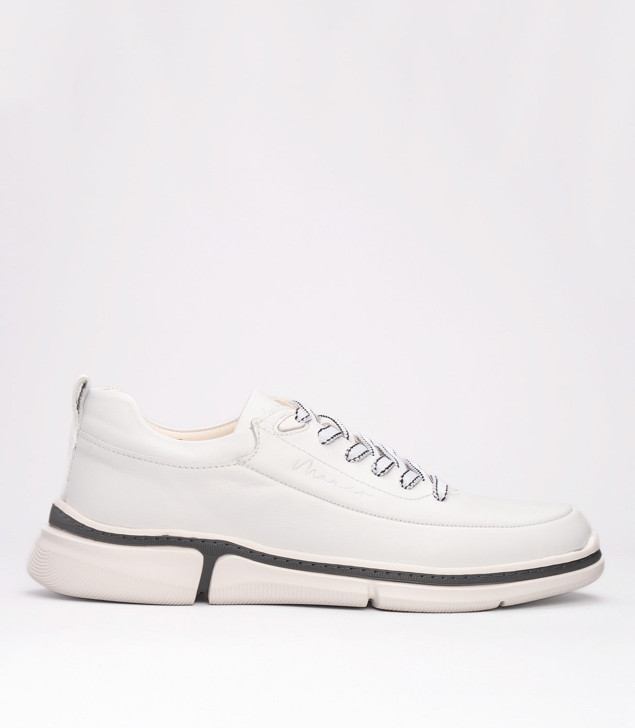 21115 Erkek Hafif Taban Deri Sneaker BEYAZ