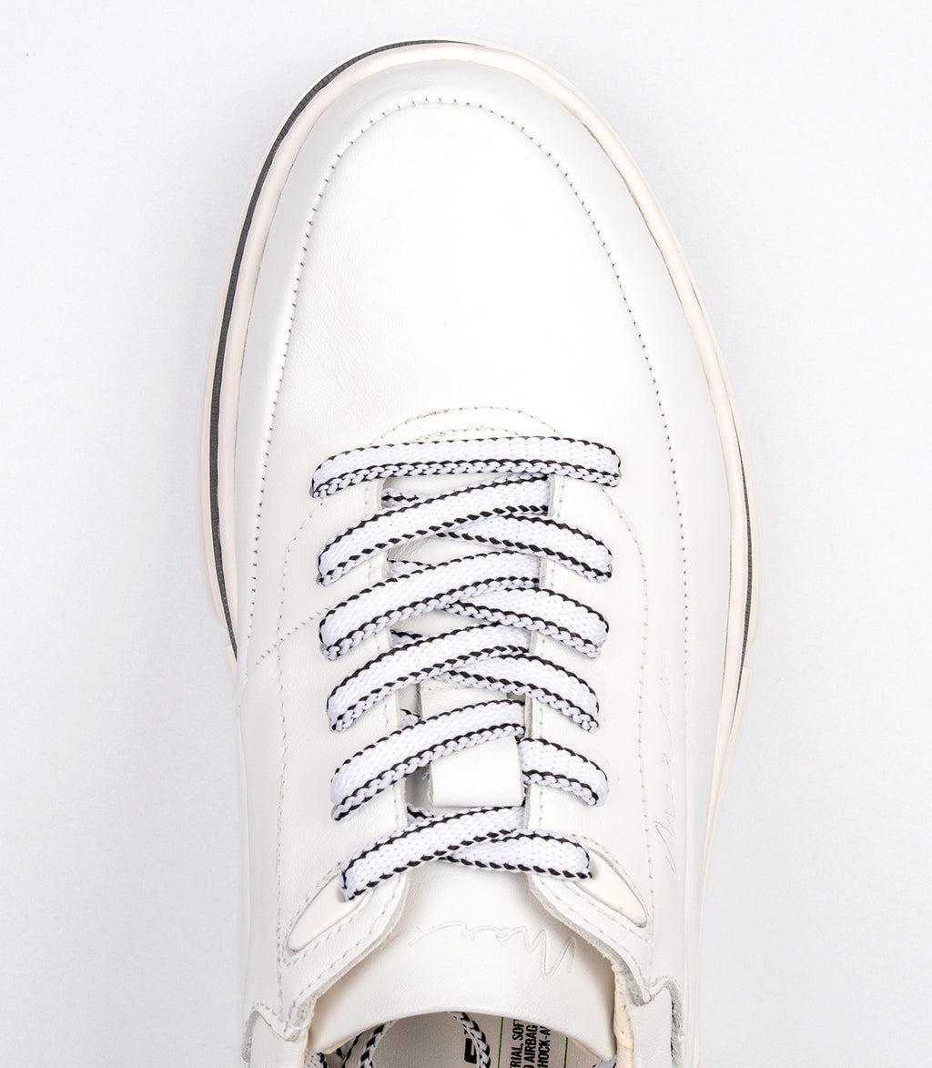 21115 Erkek Hafif Taban Deri Sneaker BEYAZ