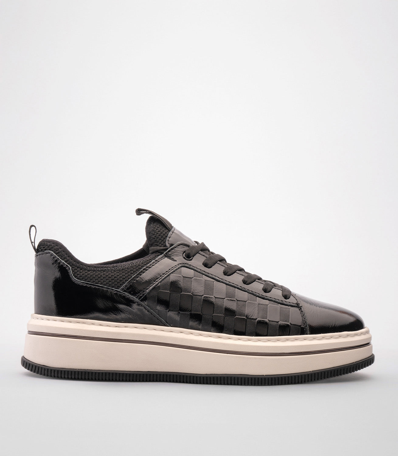 21180 Erkek Örgü Detaylı Rugan Sneaker Ayakkabı SİYAH
