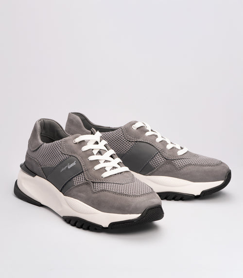 21291 Erkek  File Süet Detaylı Kalın Taban Sneaker GRİ