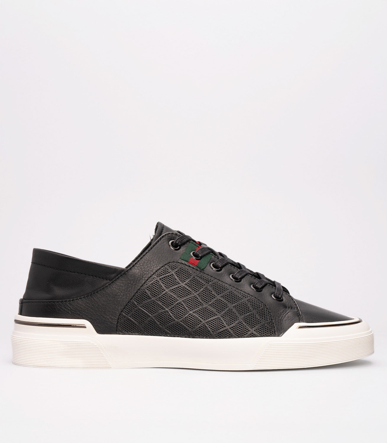 21296 Erkek Hakiki Deri File Detaylı Sneaker SİYAH