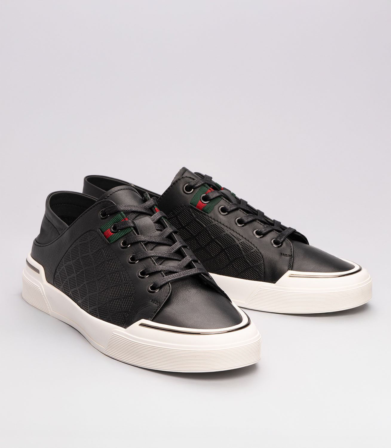 21296 Erkek Hakiki Deri File Detaylı Sneaker SİYAH