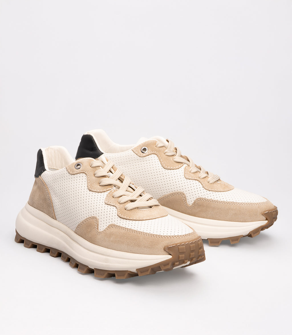 21466 Erkek Deri Sneaker Ayakkabı BEYAZ