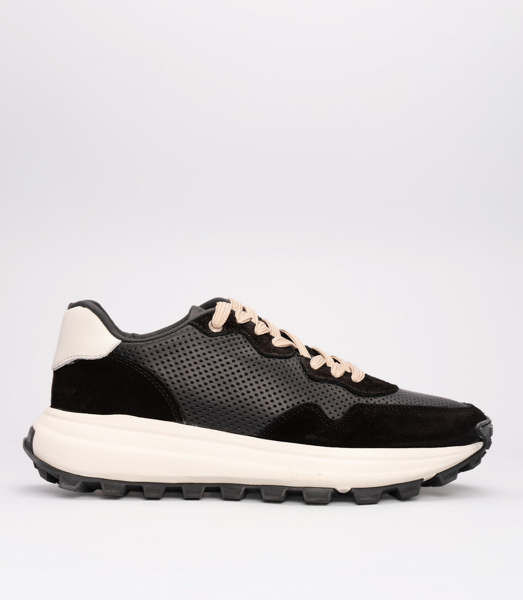 21466 Erkek Deri Sneaker Ayakkabı SİYAH