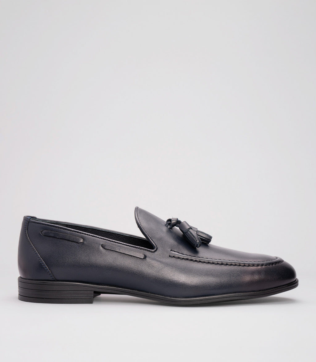 21635 Erkek Püsküllü Hakiki Deri Klasik Loafer LACİVERT