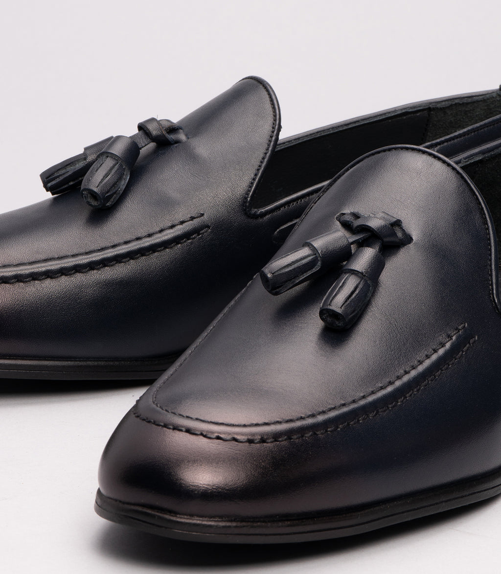 21635 Erkek Püsküllü Hakiki Deri Klasik Loafer LACİVERT