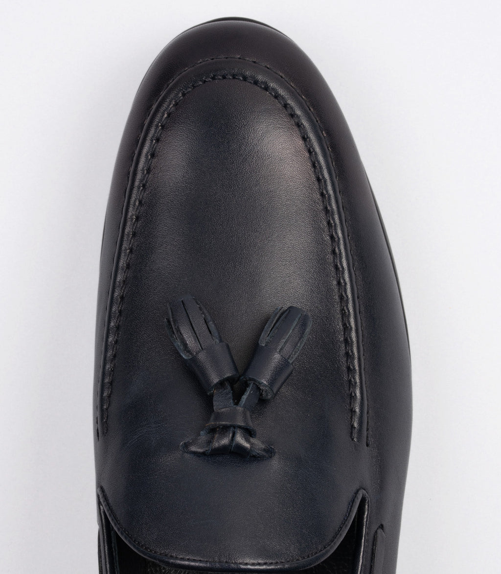 21635 Erkek Püsküllü Hakiki Deri Klasik Loafer LACİVERT
