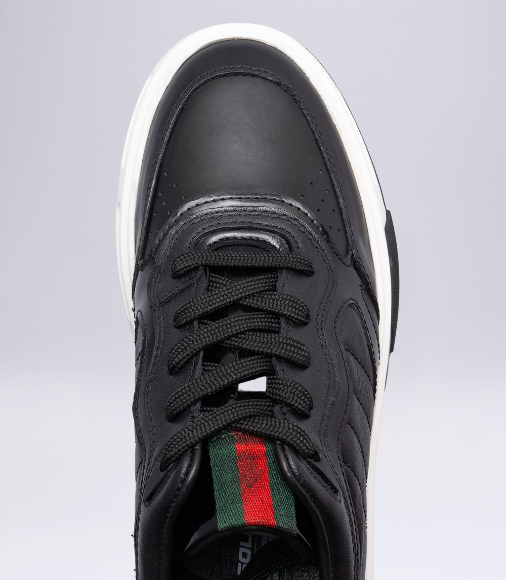 22042 Erkek Bağcıklı Deri Sneaker SİYAH