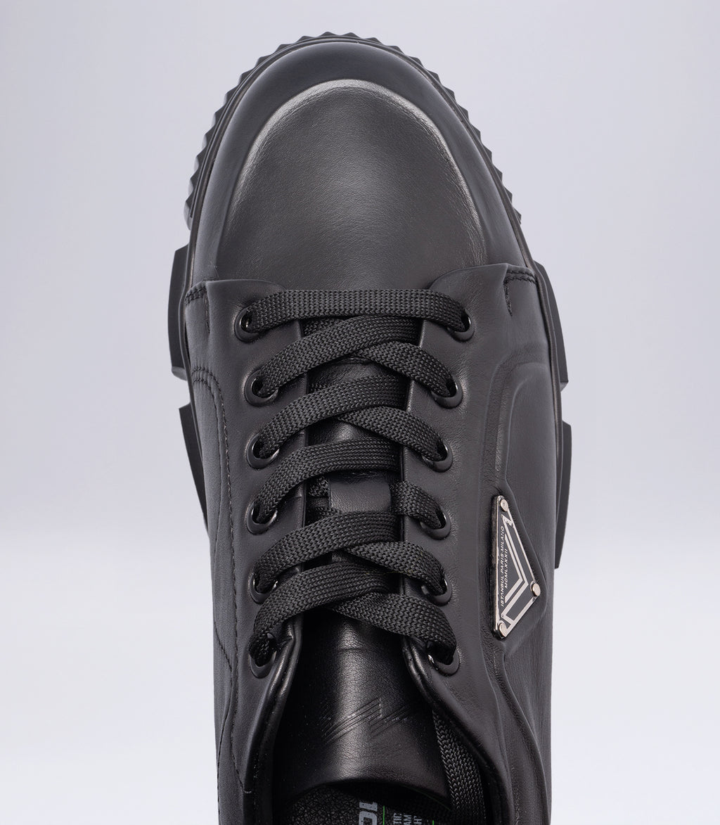 22183 Erkek Kalın Tabanlı Deri Sneaker SİYAH
