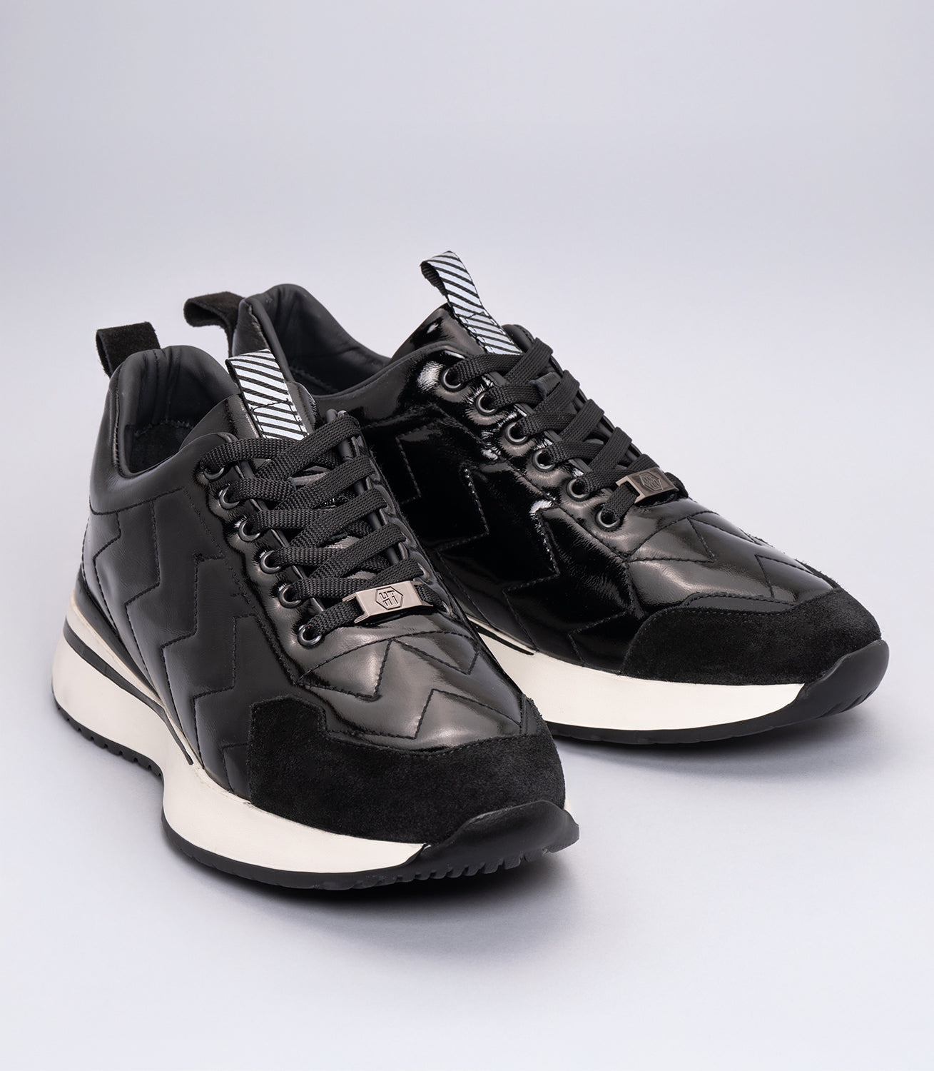 22364 Erkek Bağcıklı Kalın Tabanlı Deri Sneaker SİYAH RUGAN