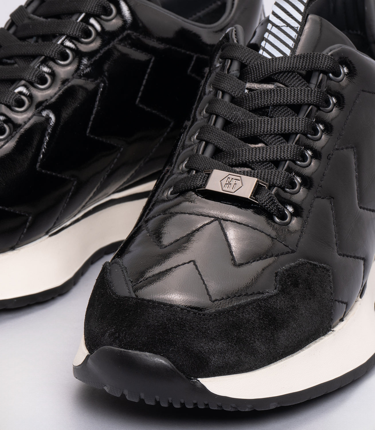 22364 Erkek Bağcıklı Kalın Tabanlı Deri Sneaker SİYAH RUGAN
