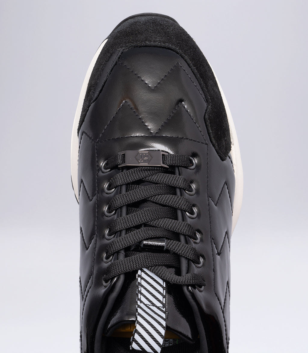 22364 Erkek Bağcıklı Kalın Tabanlı Deri Sneaker SİYAH RUGAN