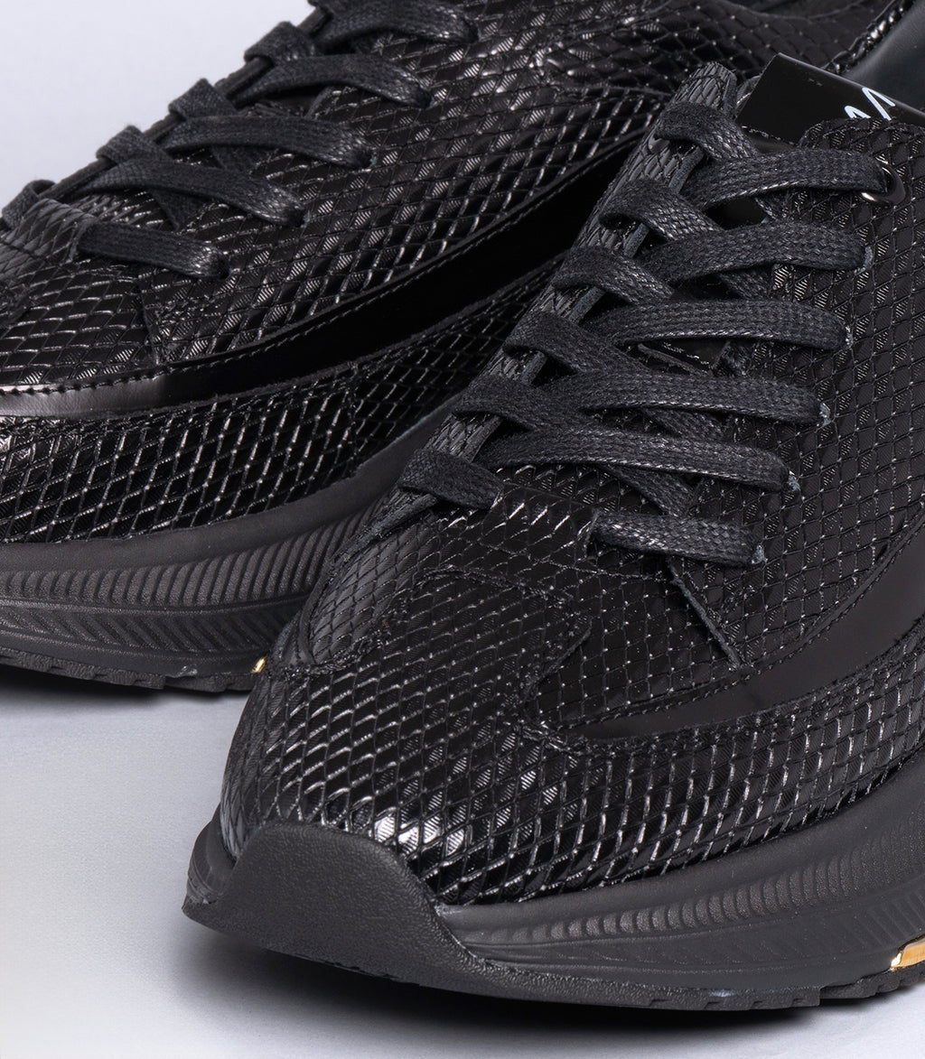 22449 Erkek Deri Altın Detaylı Sneaker SİYAH
