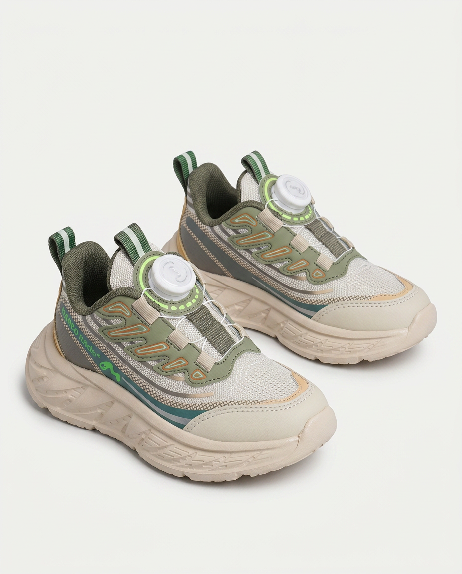 26y517 Unisex Okul Öncesi Çevirmeli Bağcıklı Spor Ayakkabı BEJ