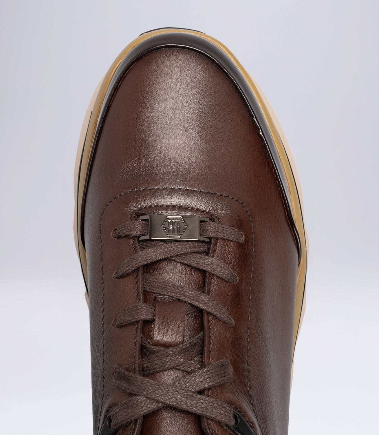 Erkek Bağcıklı Deri Casual Sneaker Kahverengi