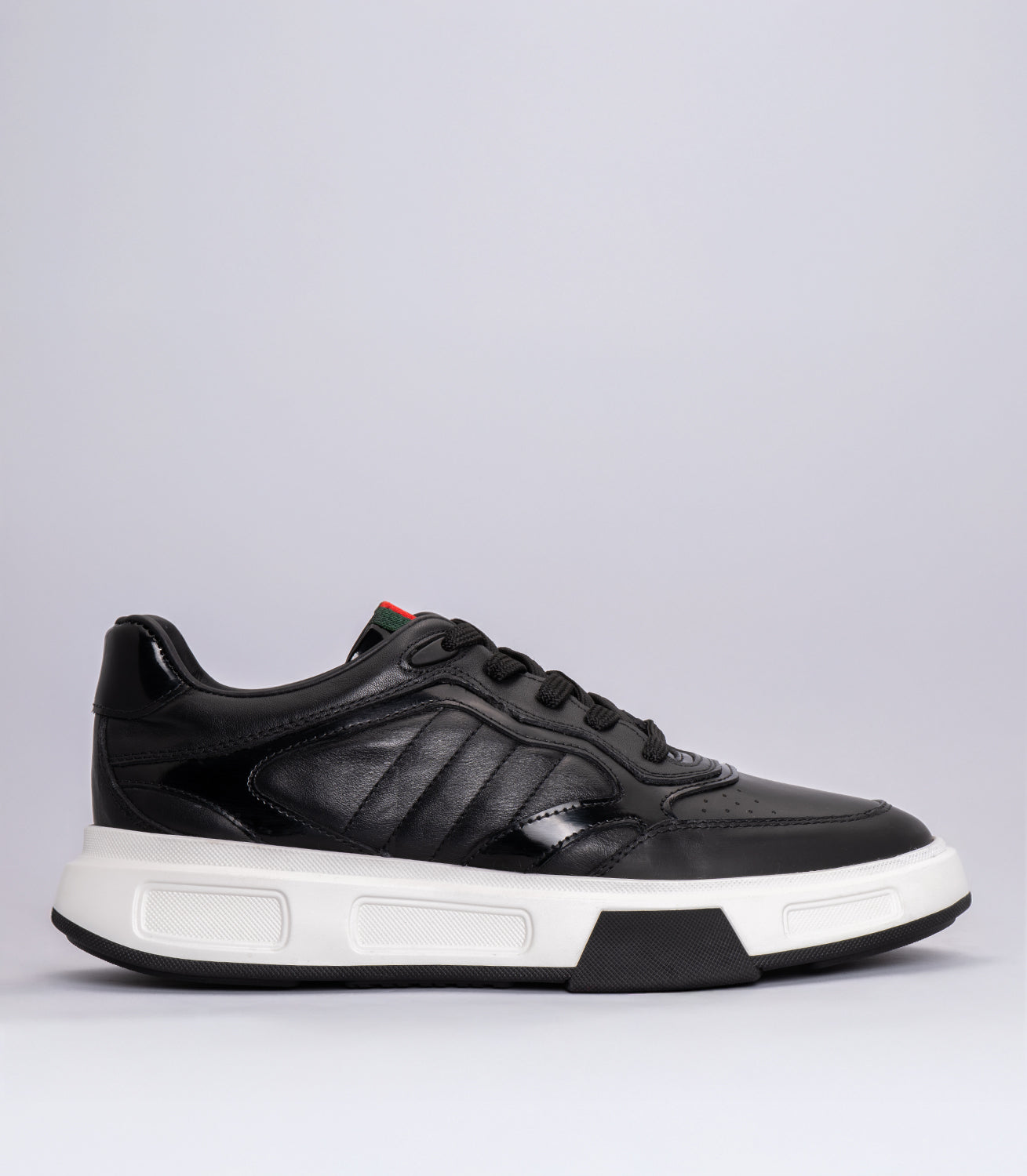 Erkek Bağcıklı Deri Sneaker Siyah