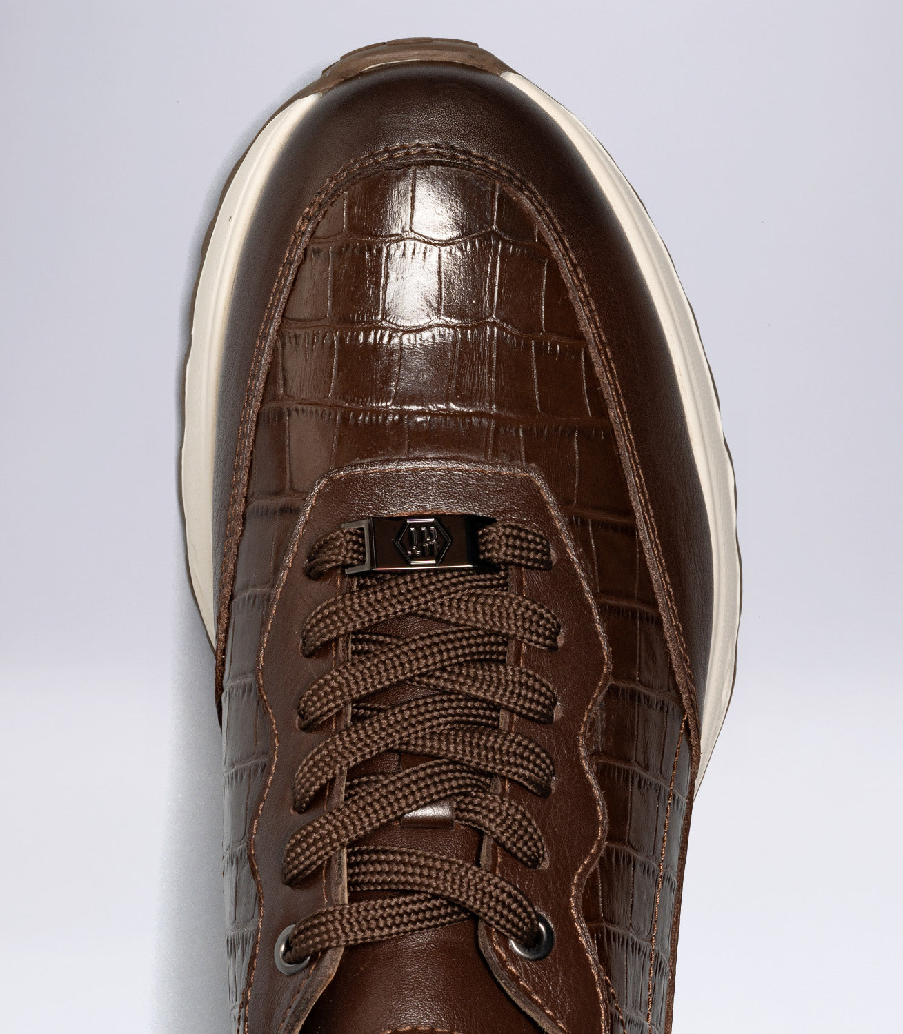 Erkek Bağcıklı Kroko Detaylı Casual Sneaker Kahverengi