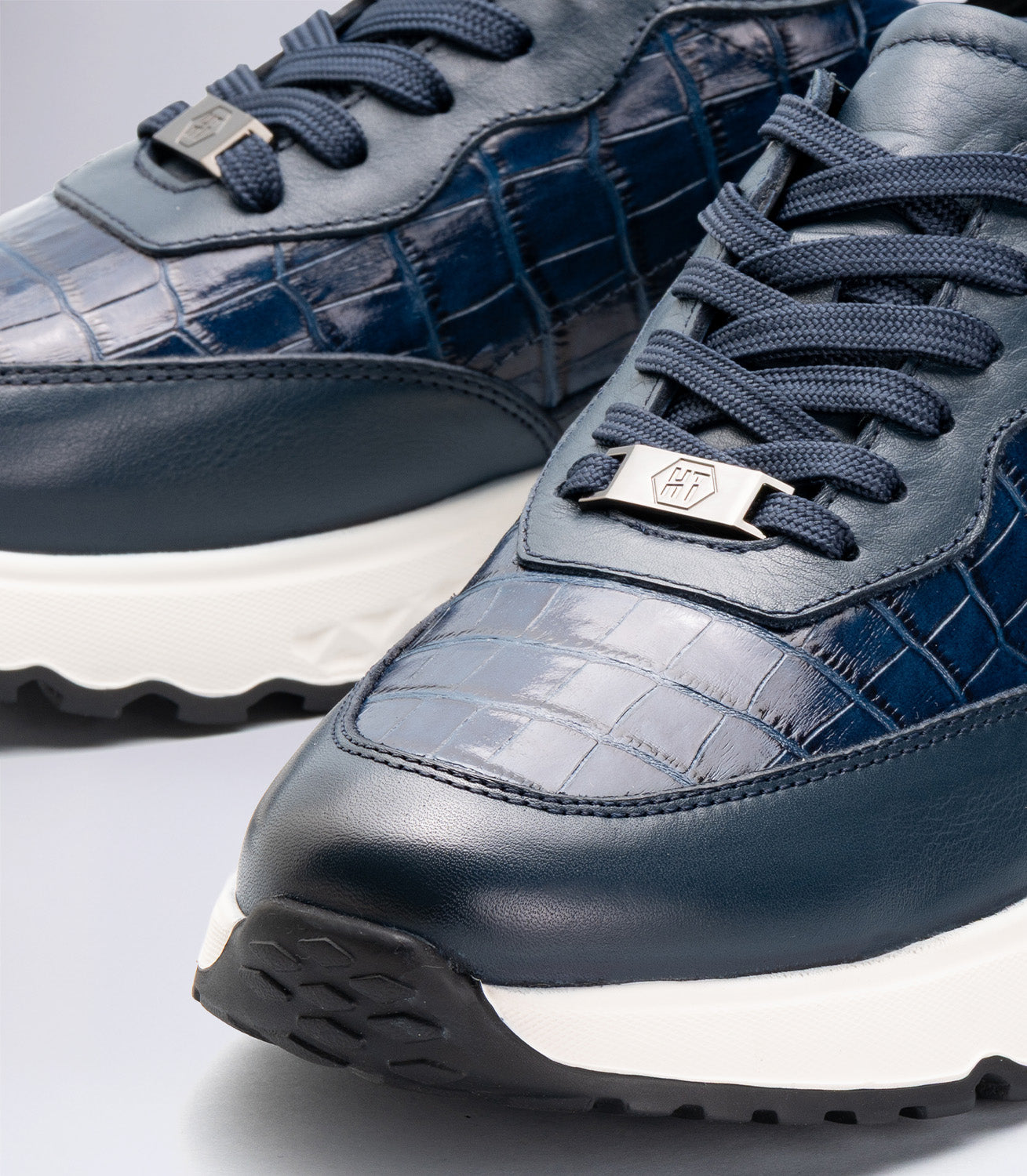 Erkek Bağcıklı Kroko Detaylı Casual Sneaker Lacivert