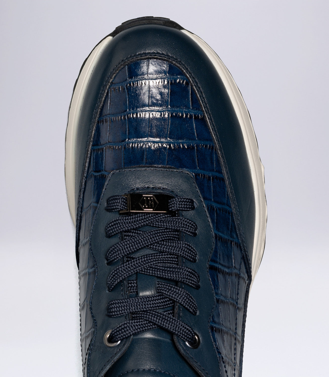 Erkek Bağcıklı Kroko Detaylı Casual Sneaker Lacivert