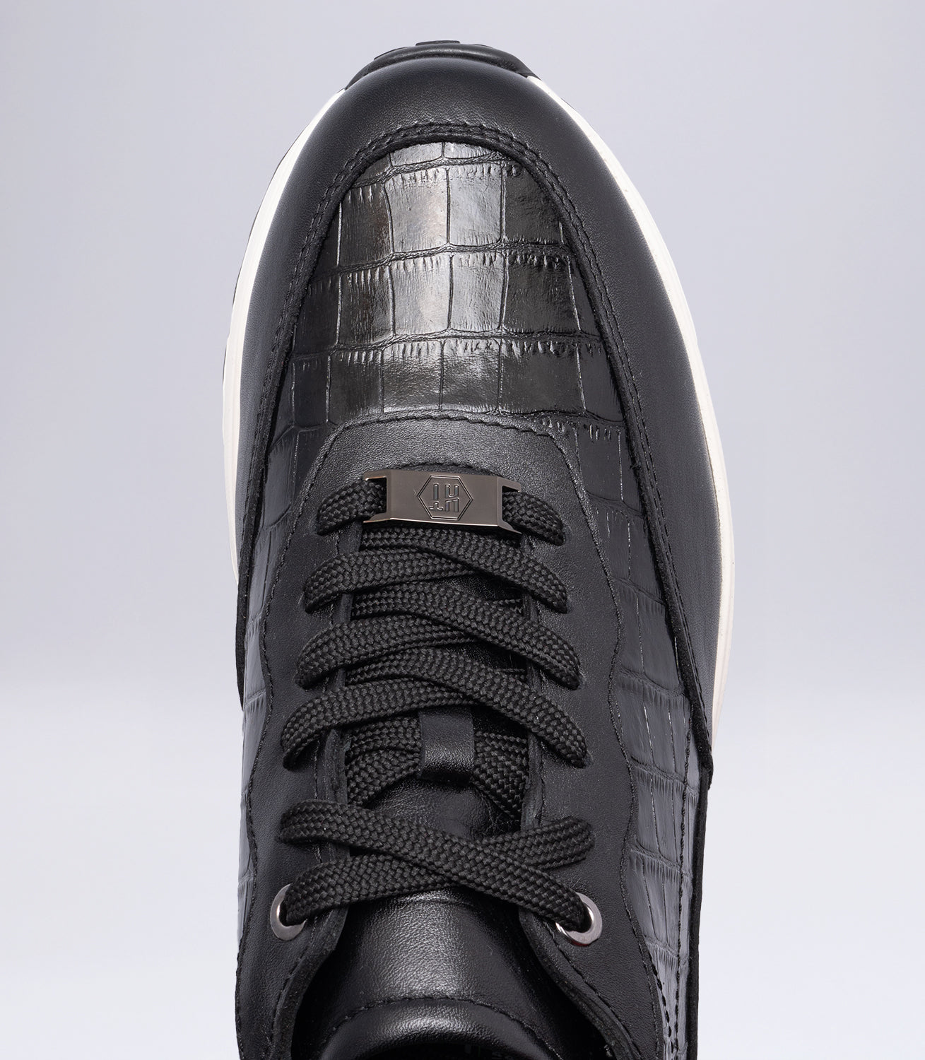 Erkek Bağcıklı Kroko Detaylı Casual Sneaker Siyah