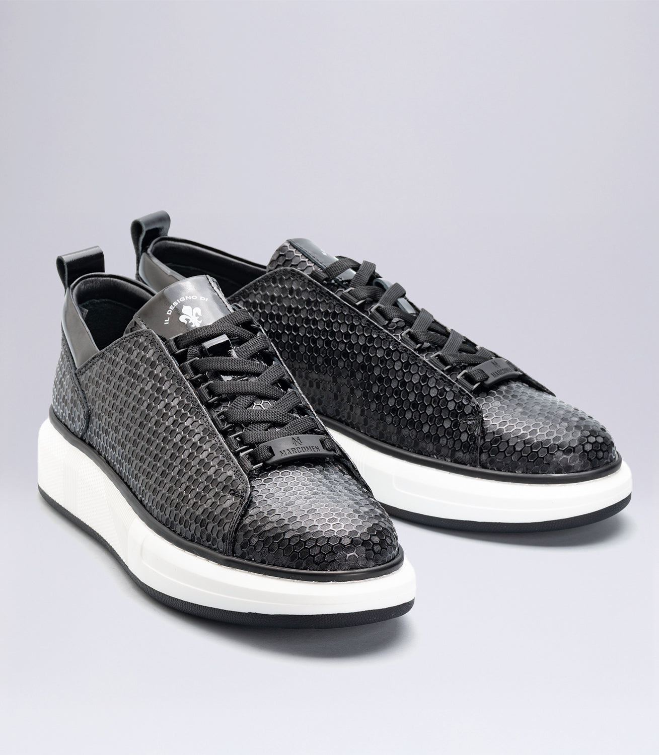 Erkek Desenli Casual Sneaker Siyah Rugan