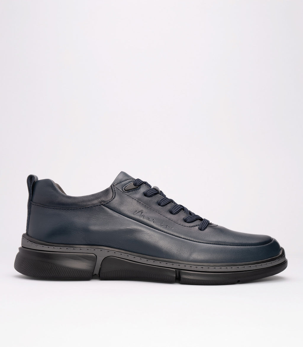 Erkek Hafif Taban Deri Sneaker Lacivert
