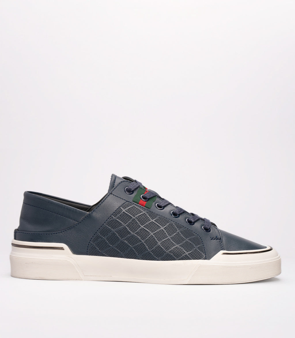 Erkek Hakiki Deri File Detaylı Sneaker Lacivert