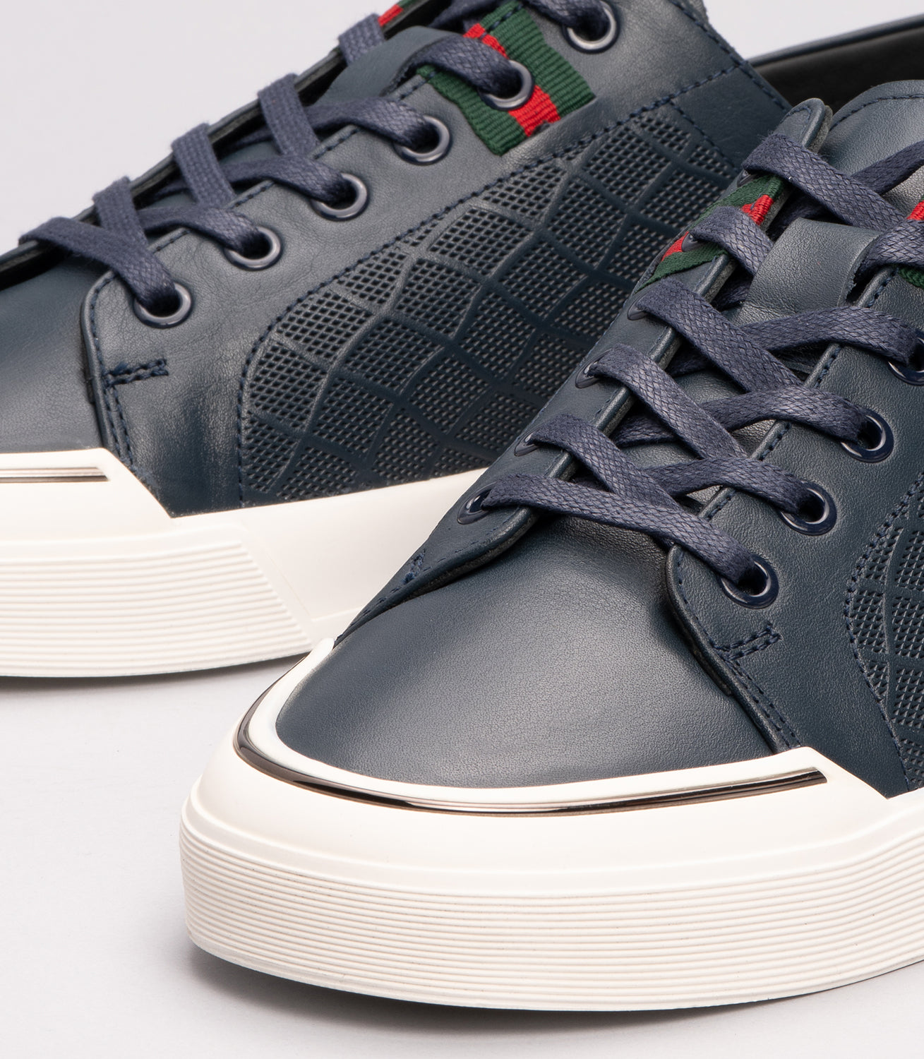 Erkek Hakiki Deri File Detaylı Sneaker Lacivert