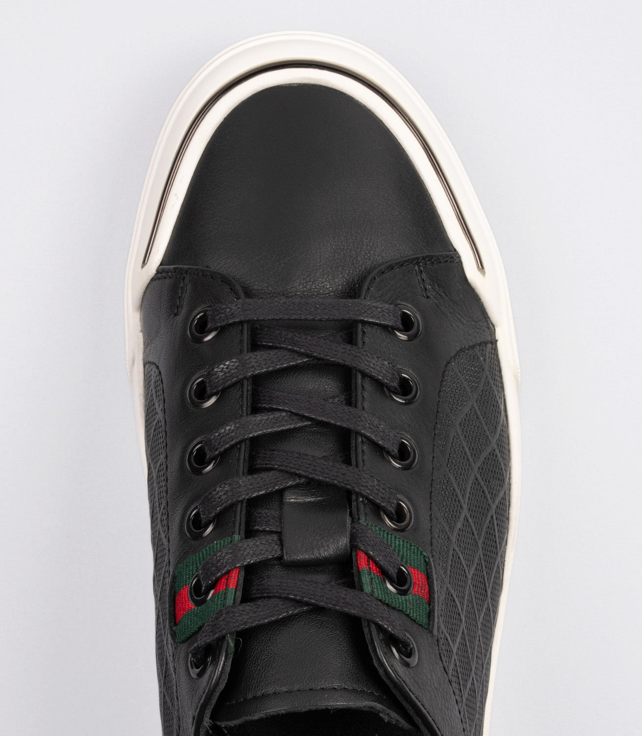 Erkek Hakiki Deri File Detaylı Sneaker Siyah