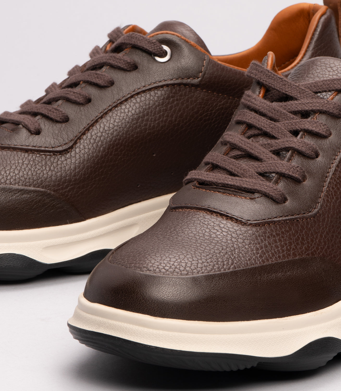 Erkek Hakiki Deri Hafif Taban Sneaker Kahverengi