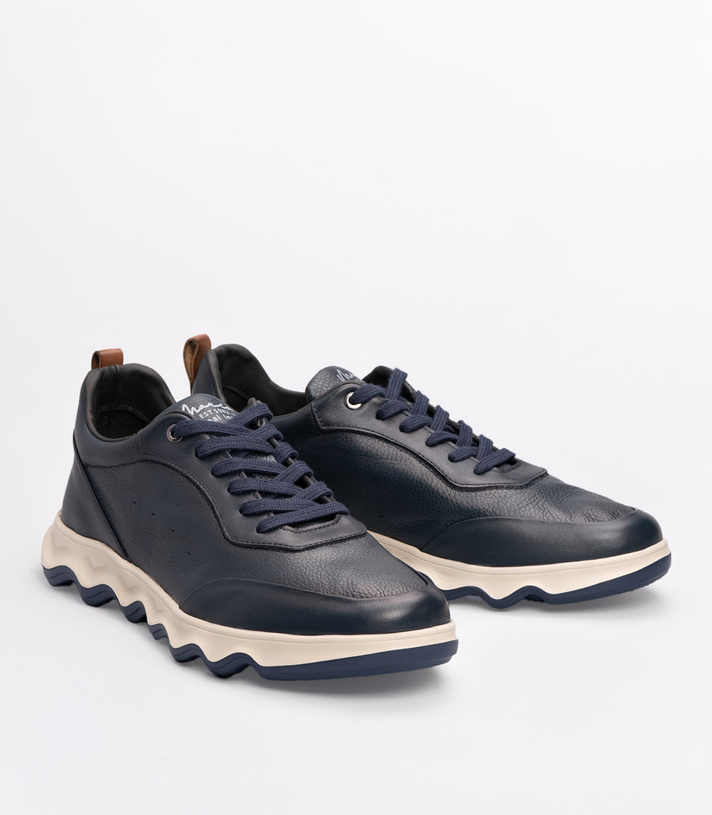 Erkek Hakiki Deri Hafif Taban Sneaker Lacivert