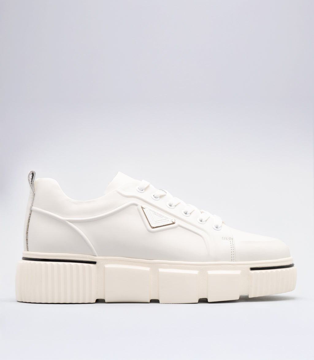 Erkek Kalın Tabanlı Deri Sneaker Beyaz