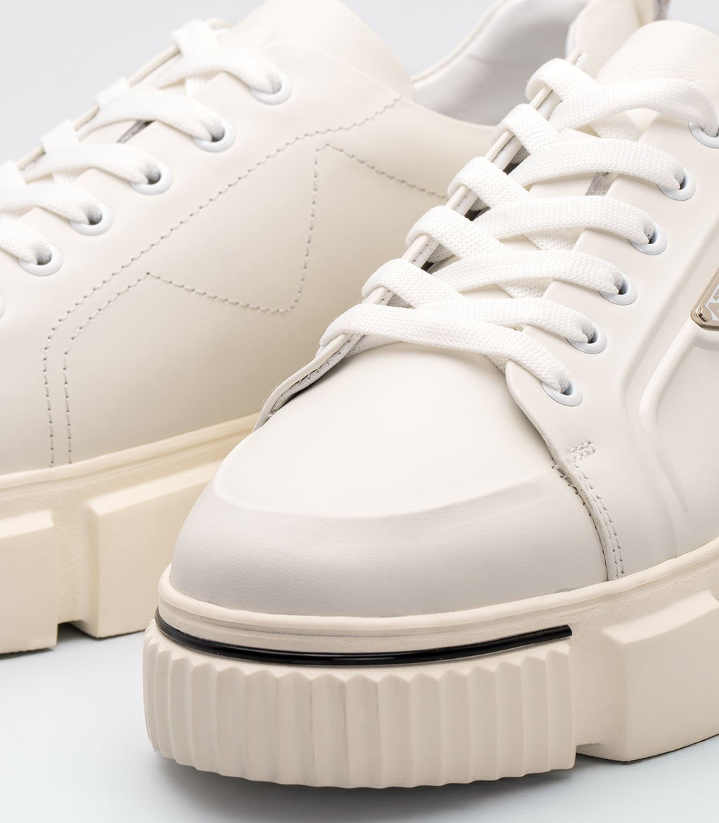 Erkek Kalın Tabanlı Deri Sneaker Beyaz