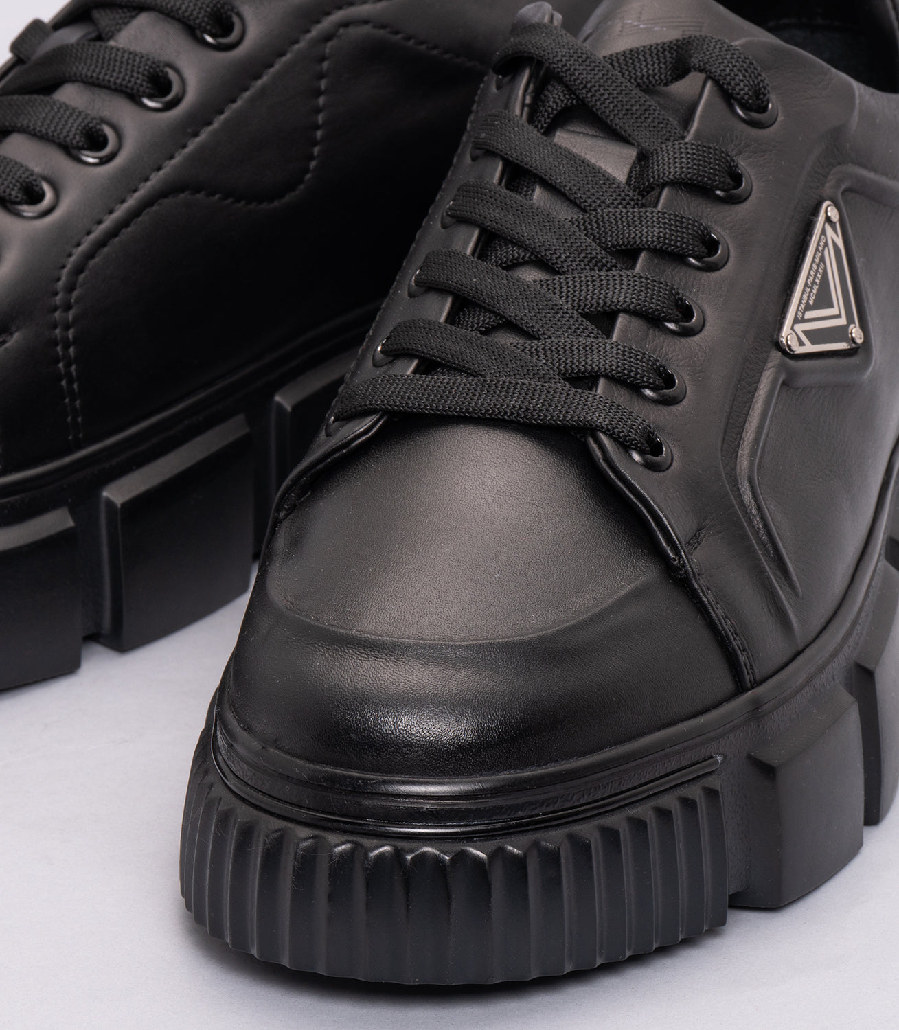 Erkek Kalın Tabanlı Deri Sneaker Siyah