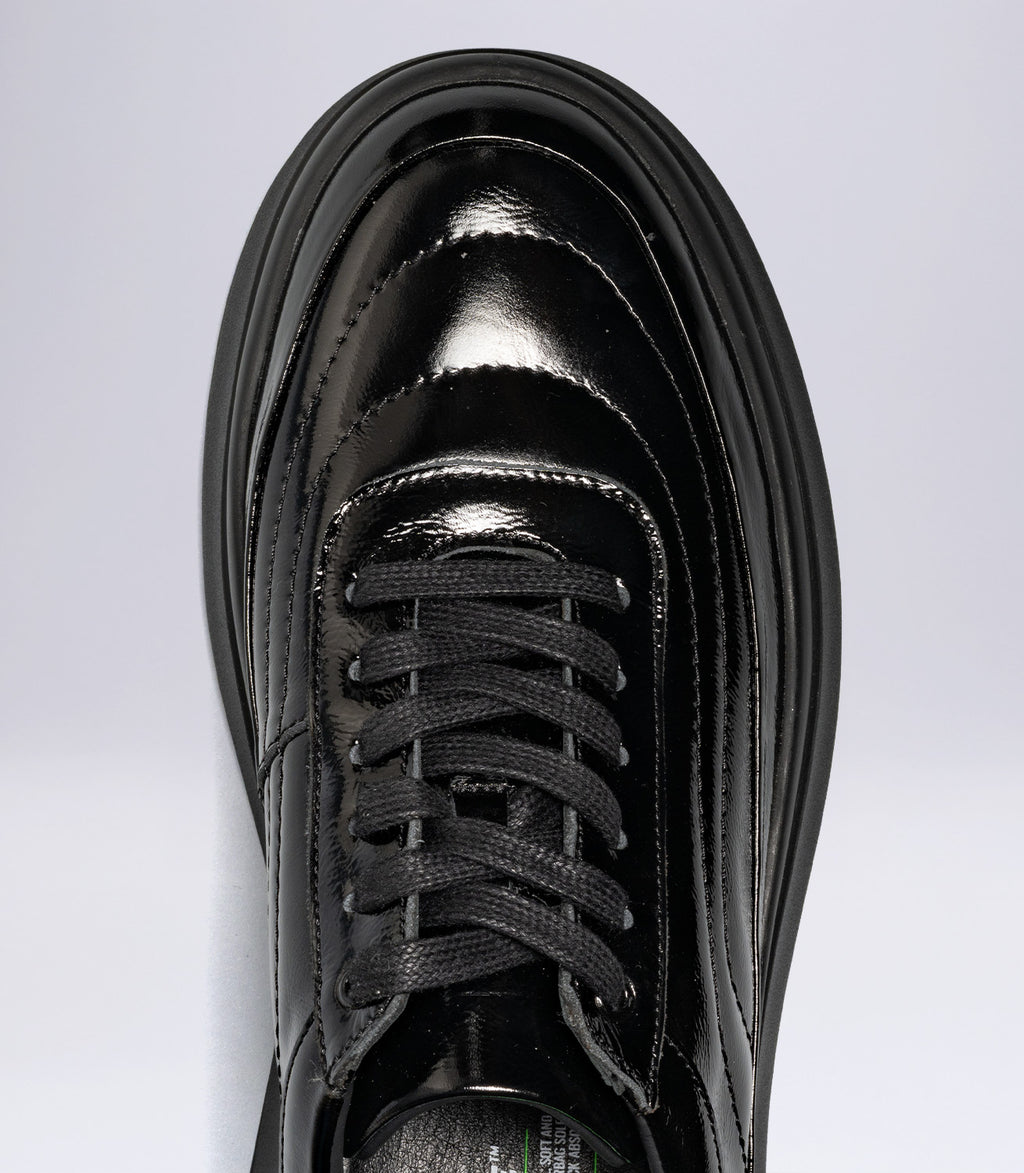Erkek Parlak Rugan Detaylı  Sneaker Siyah Rugan