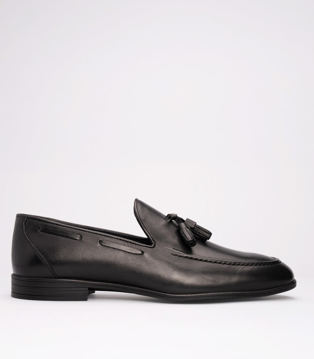 Marcomen 21635 Erkek Püsküllü Hakiki Deri Klasik Loafer Siyah-Antik
