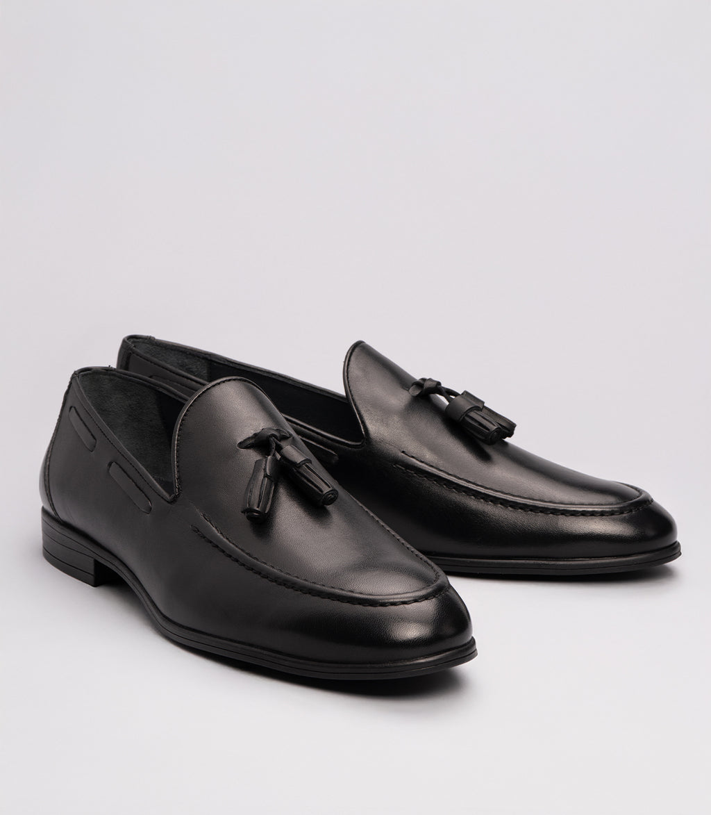 Marcomen 21635 Erkek Püsküllü Hakiki Deri Klasik Loafer Siyah-Antik
