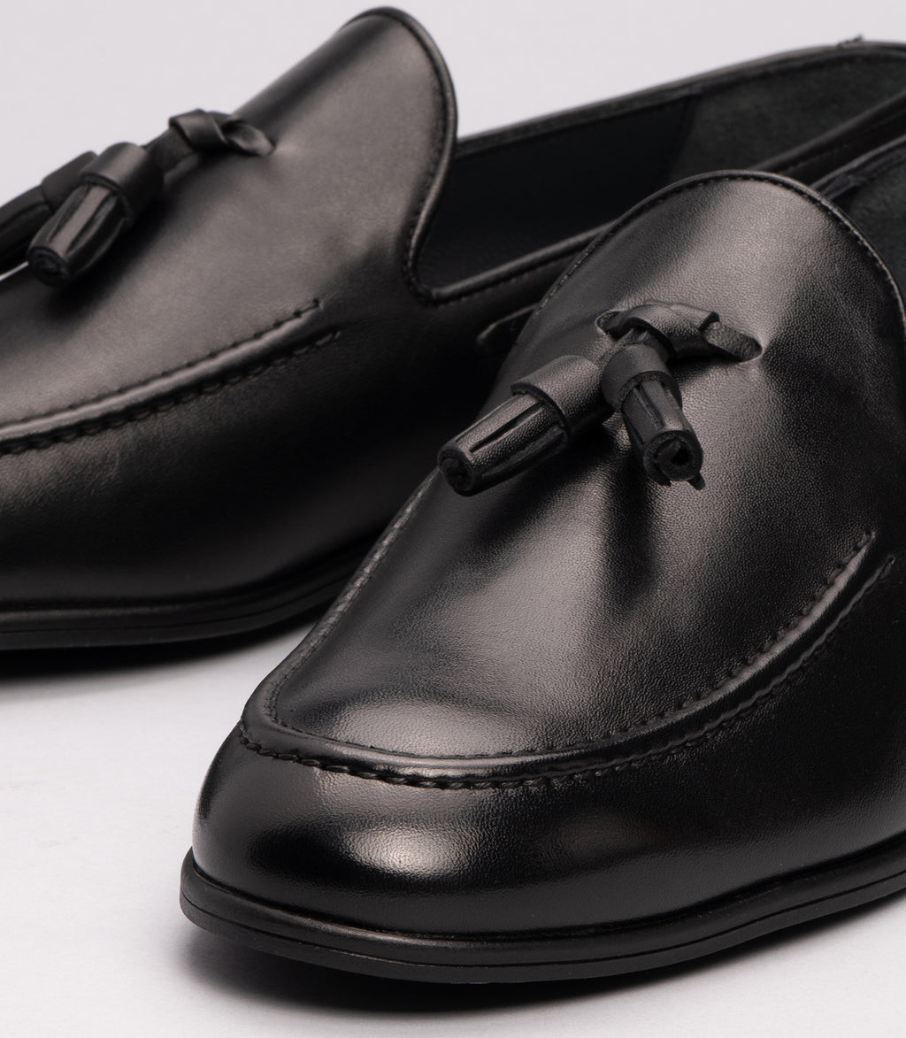 Marcomen 21635 Erkek Püsküllü Hakiki Deri Klasik Loafer Siyah-Antik