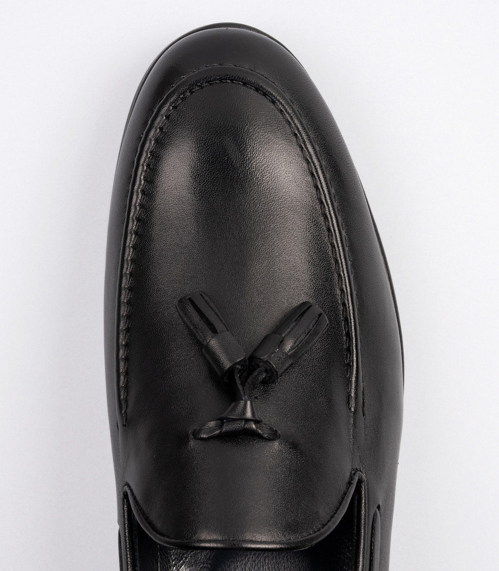 Marcomen 21635 Erkek Püsküllü Hakiki Deri Klasik Loafer Siyah-Antik