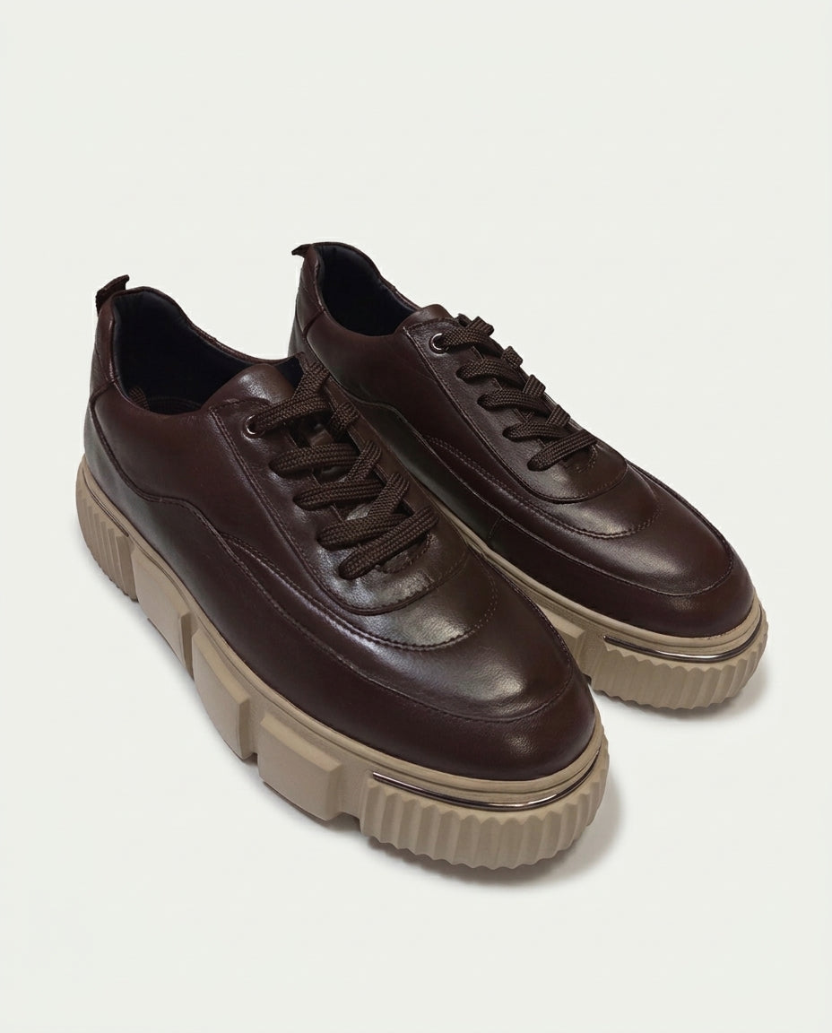 Marcomen Erkek Sneaker Deri Ayakkabı Kahverengi