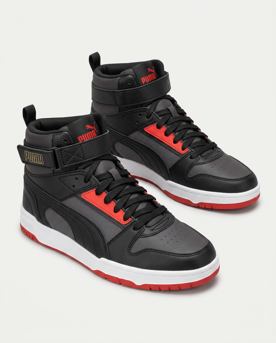 PUMA 385839 RBD Game Flat Yüksek Bilekli Spor Ayakkabı SİYAH-KIRMIZI